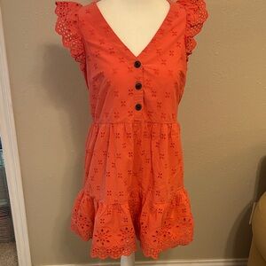 Loft Coral Eyelet Dress, Size 0P